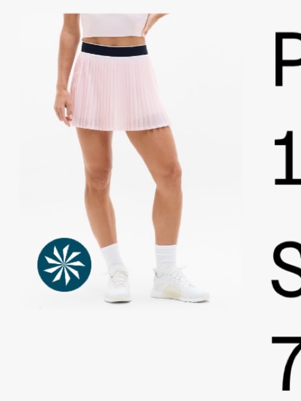 Athleta Light Pink Pleated Skort with Navy Waistband